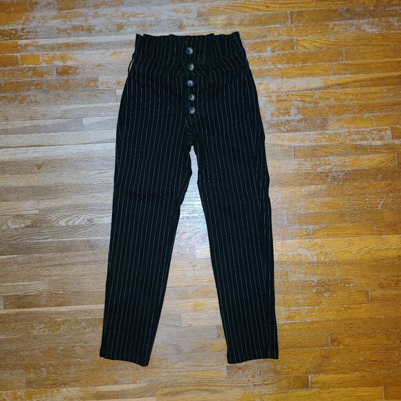 FREE PEOPLE Montella Pinstripe Crop Skinny Pants, Size 2 - Picture 4 of 8
